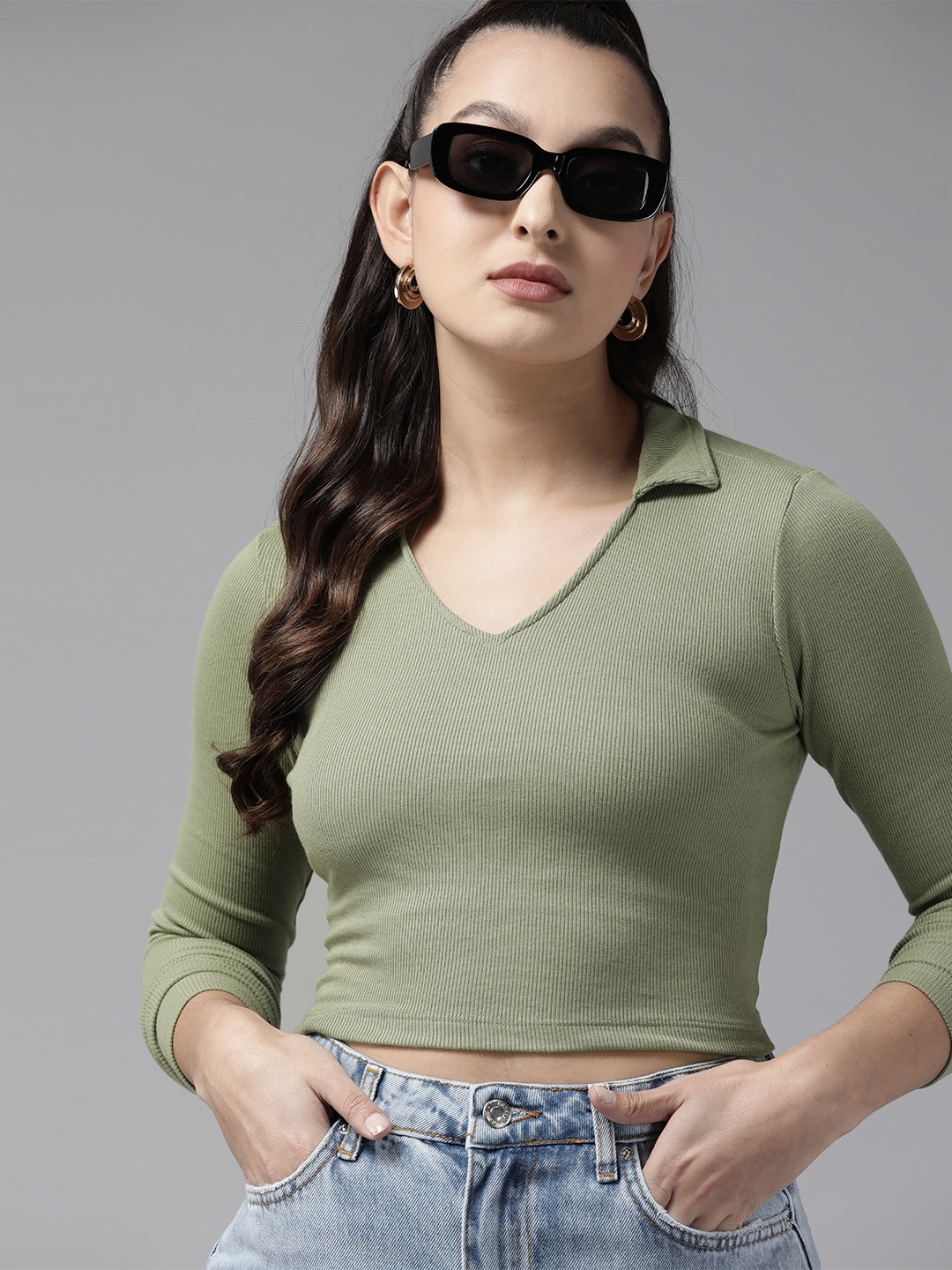 

The Roadster Lifestyle Co. Ribbed Crop Top, Green