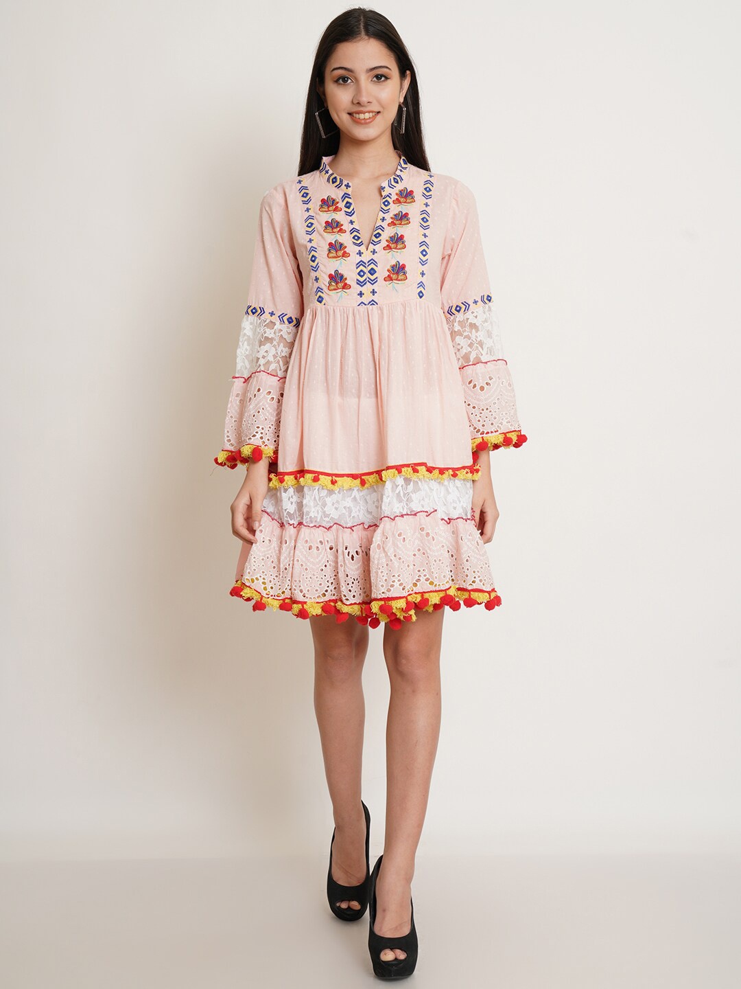 

IX IMPRESSION Women Pink Floral Cotton Dress