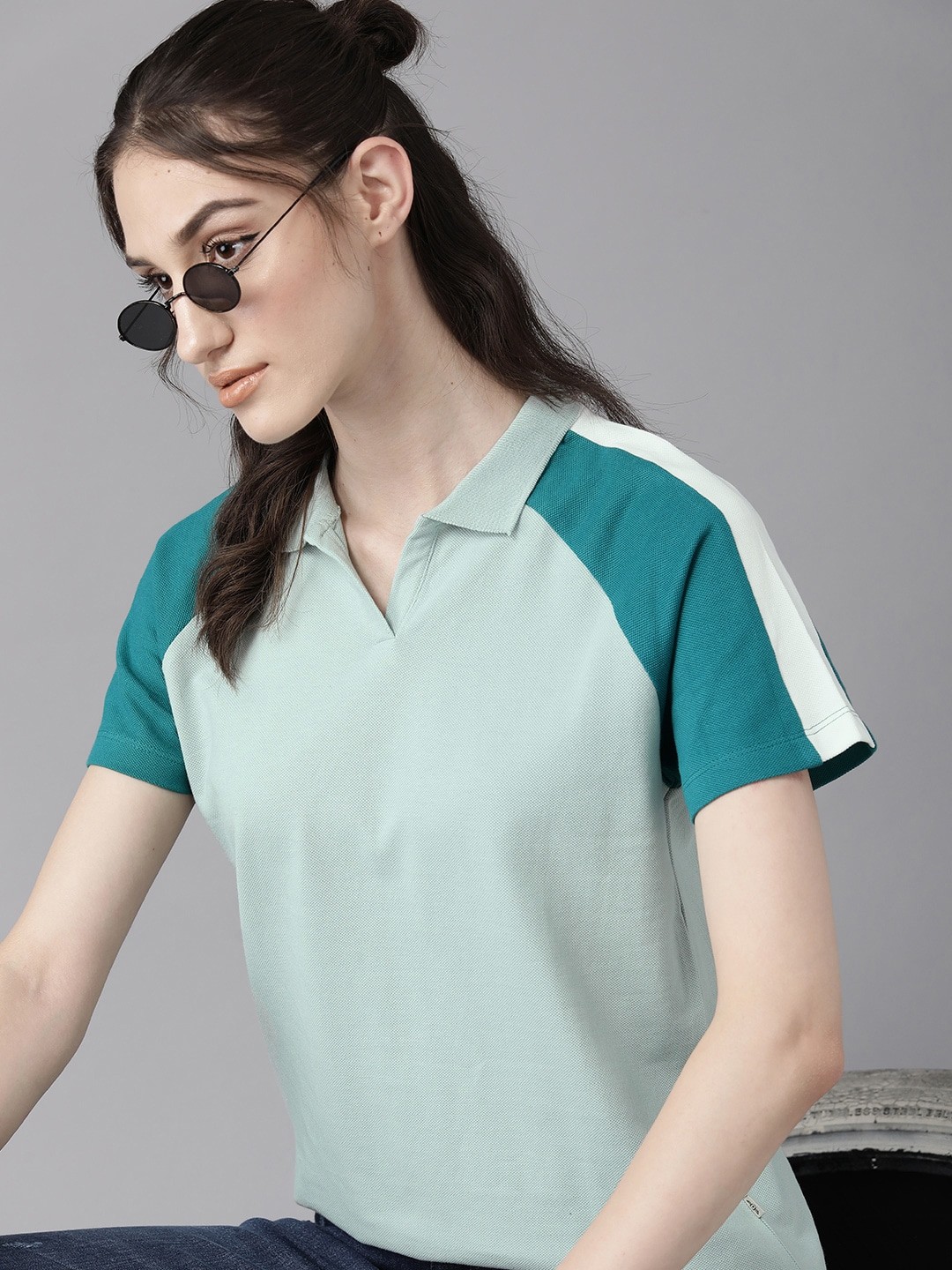 

The Roadster Lifestyle Co. Polo Collar Pure Cotton T-shirt, Green