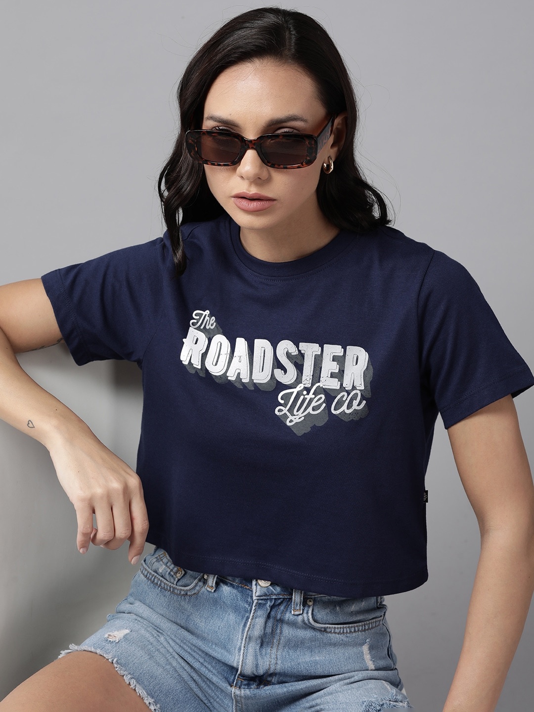 

Roadster The Lifestyle Co. Brand Logo Printed Relaxed Fit T-shirt, Navy blue