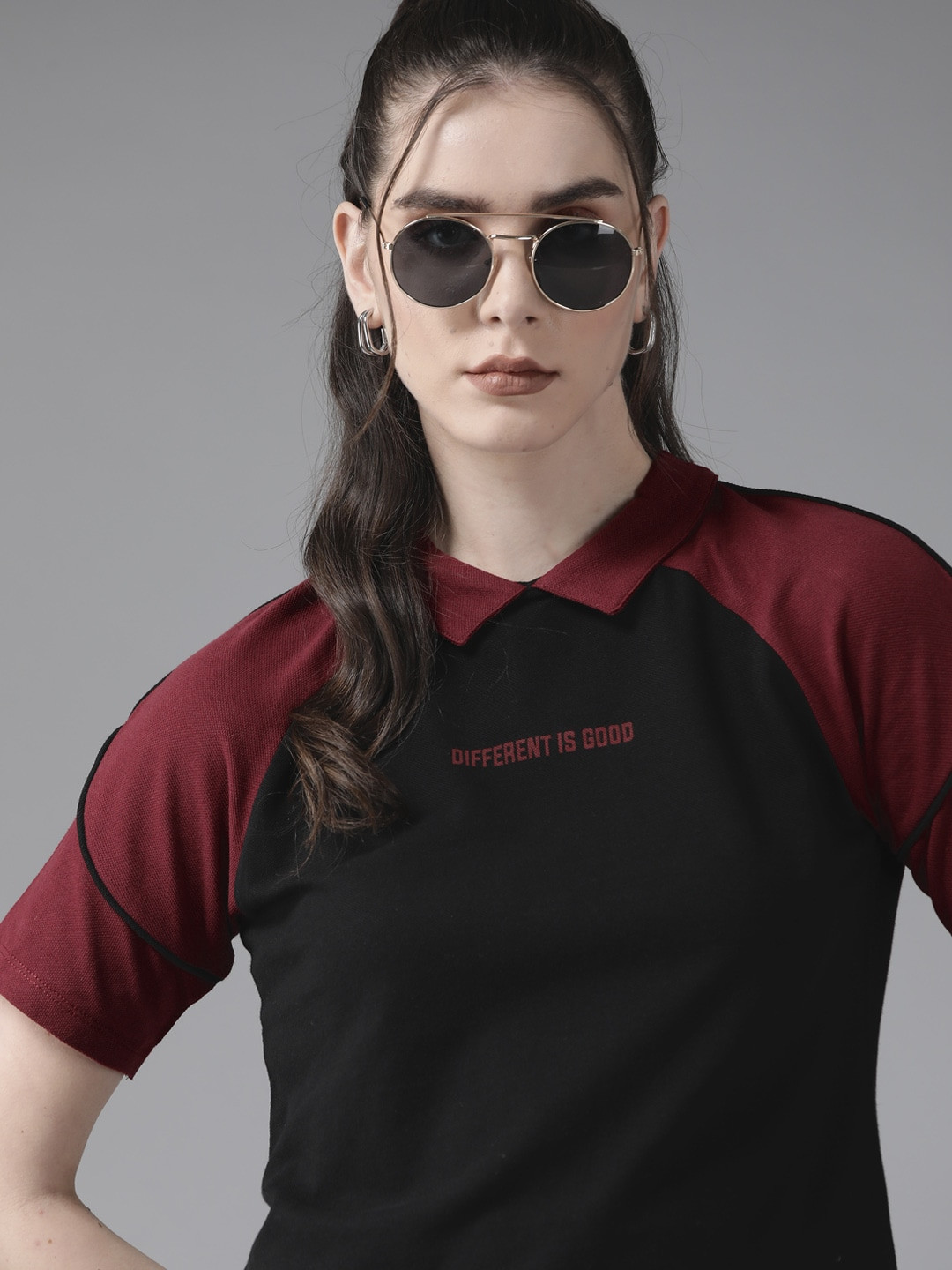 

The Roadster Lifestyle Co. Colourblocked Polo Collar Pure Cotton T-shirt, Black