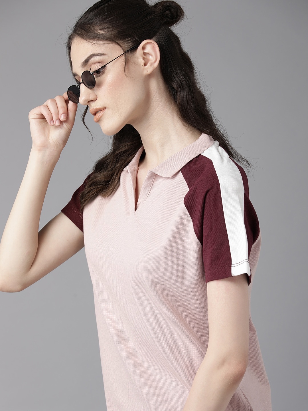 

The Roadster Lifestyle Co. Polo Collar Pure Cotton T-shirt, Pink