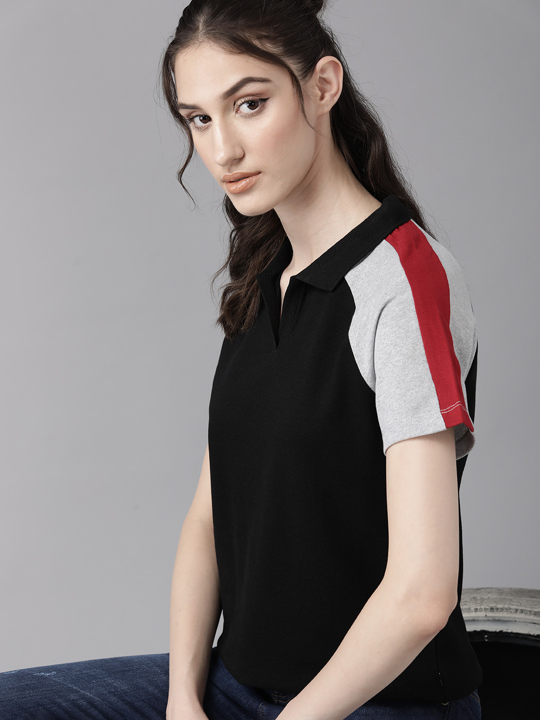 

The Roadster Lifestyle Co. Polo Collar Pure Cotton T-shirt, Black