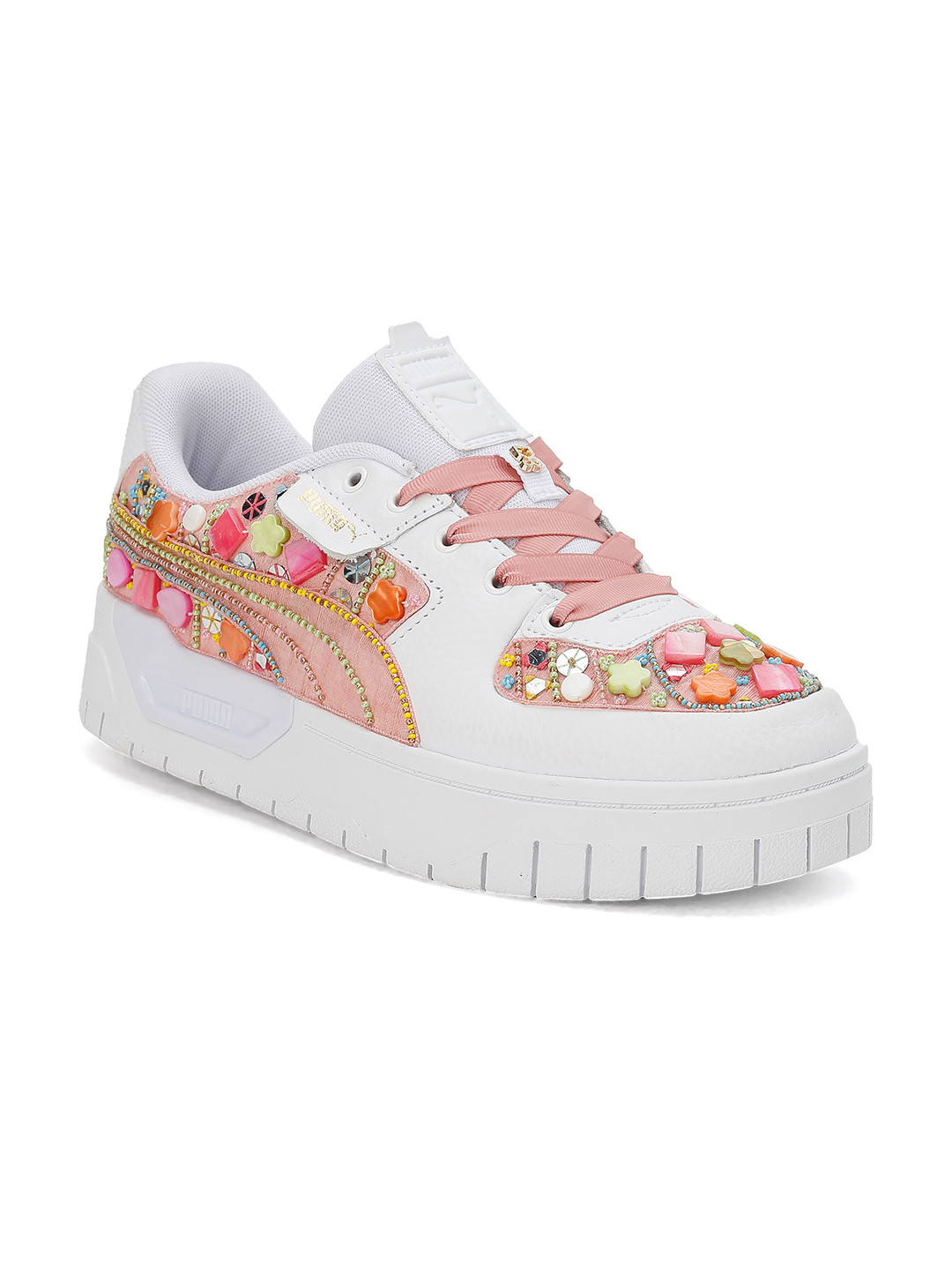 

Puma Women White & Pink Embellished Cali Dream Leather Sneakers