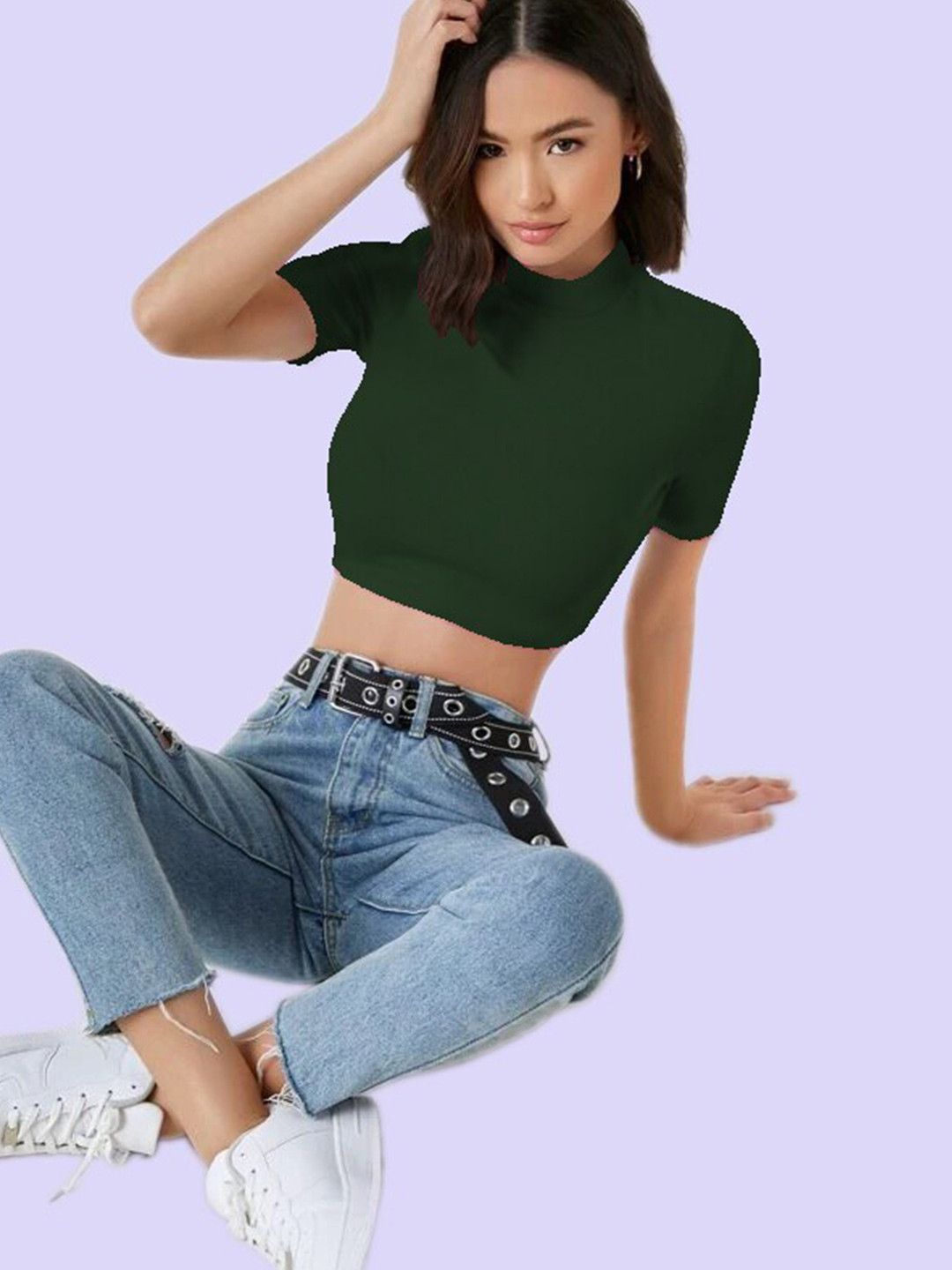 

Dream Beauty Fashion Women Green Solid Crop Top