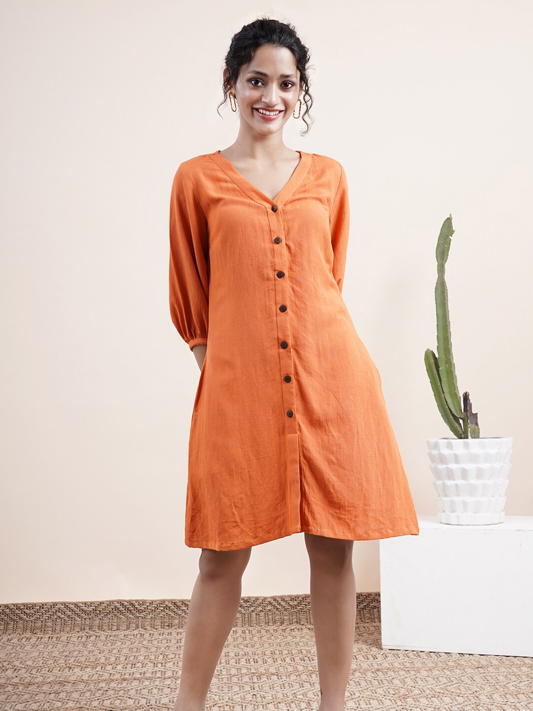 

Abhishti Women Rust A-Line Dress