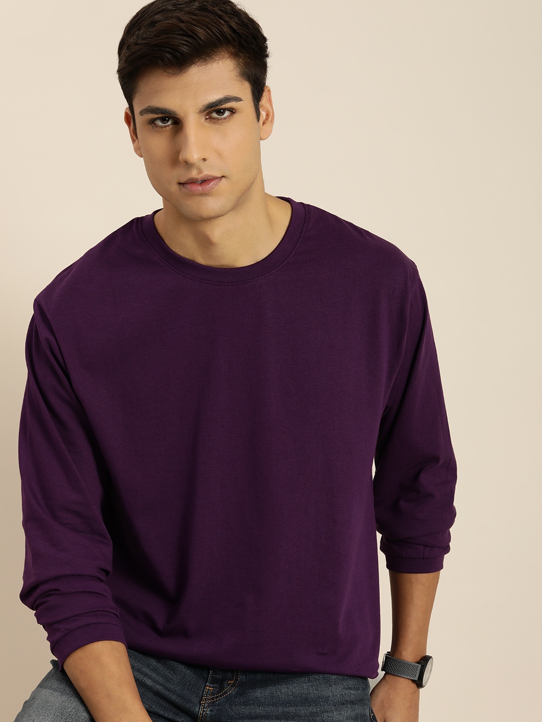 

DILLINGER Men Solid Oversized T-shirt, Purple