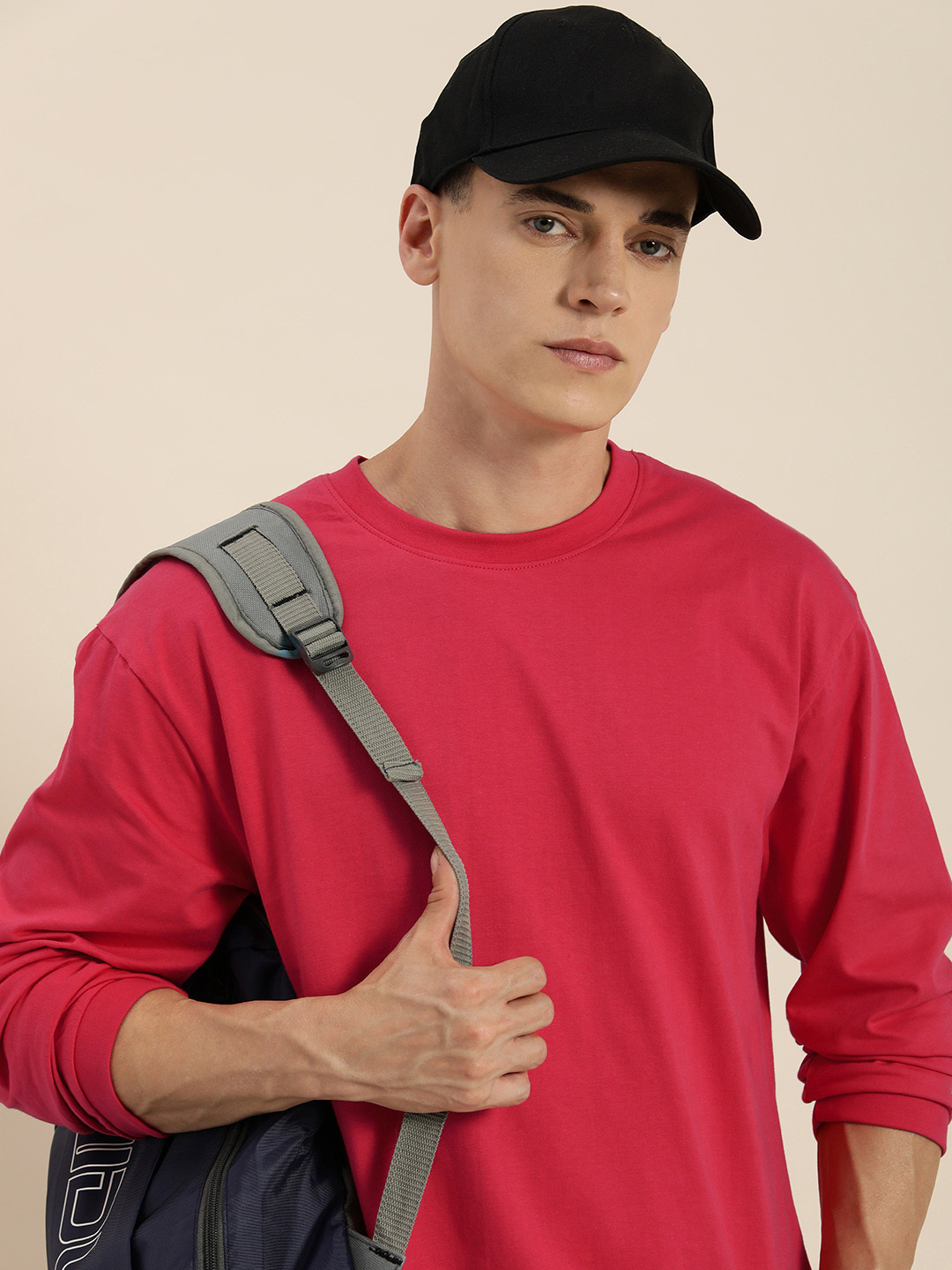 

DILLINGER Men Solid Oversized T-shirt, Pink