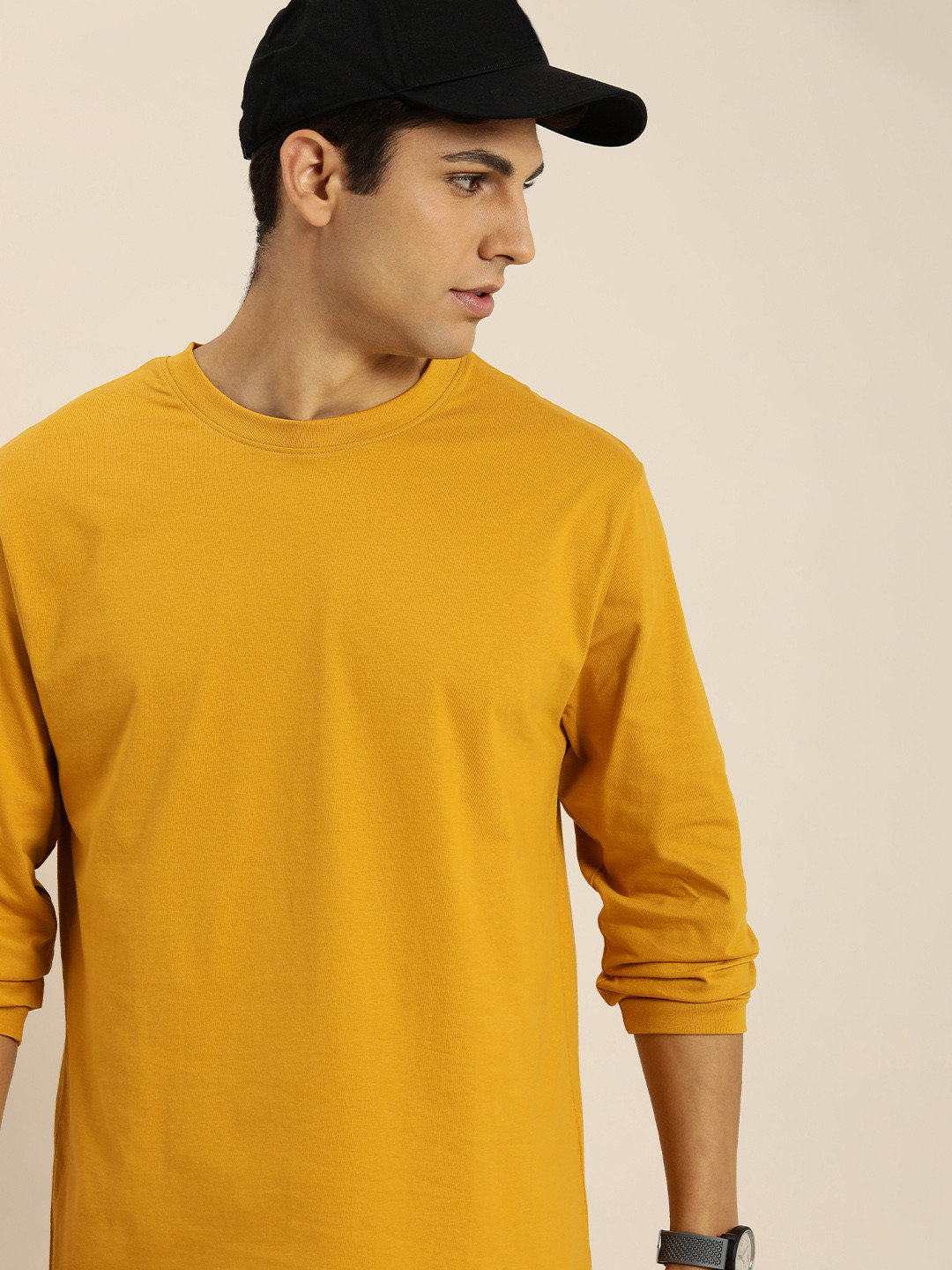 

DILLINGER Men Solid Oversized T-shirt, Mustard