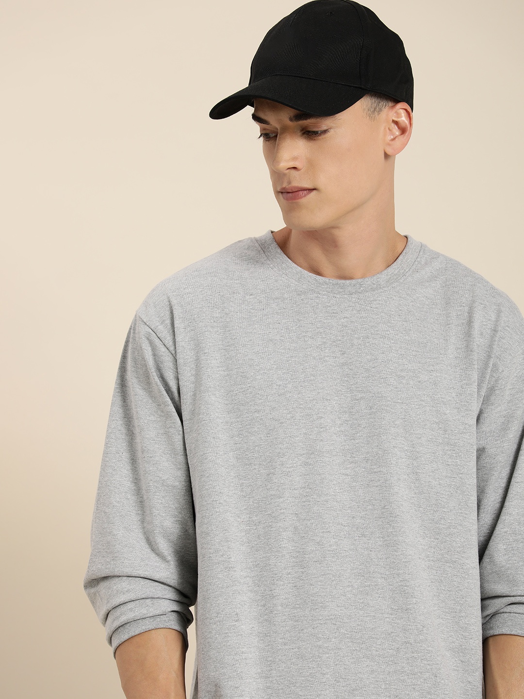 

DILLINGER Men Solid Oversized T-shirt, Grey melange