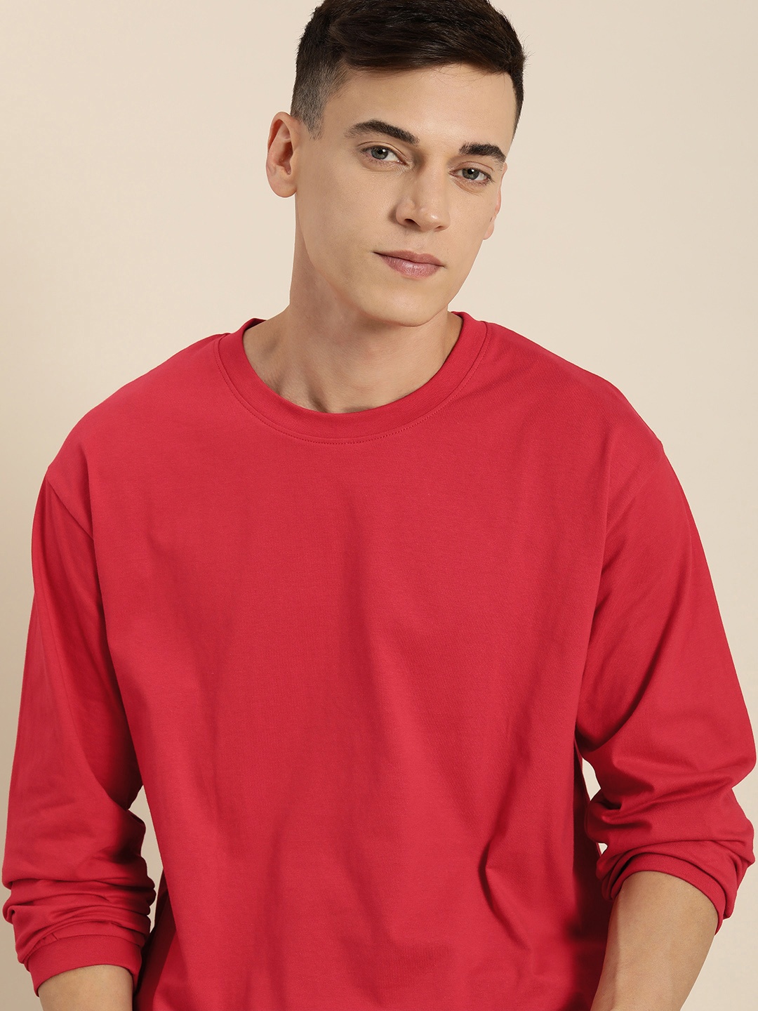 

Difference of Opinion Men Red Cotton Drop-Shoulder Sleeves Oversized T-shirt