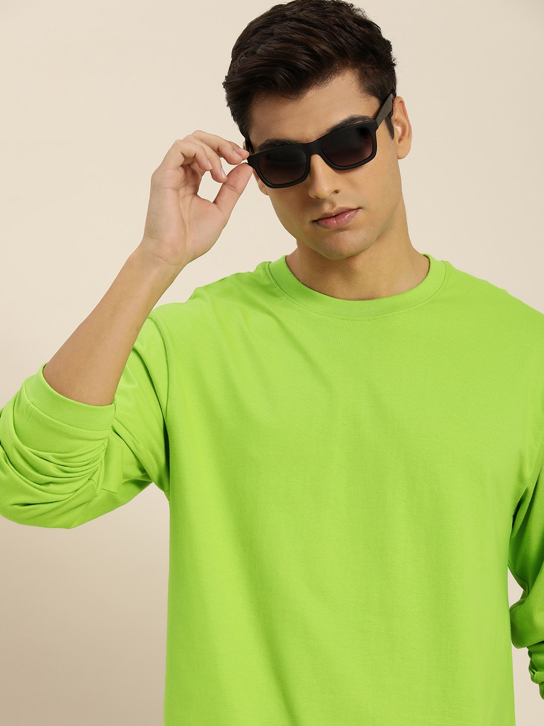 

Difference of Opinion Men Green Cotton Drop-Shoulder Sleeves Oversized T-shirt