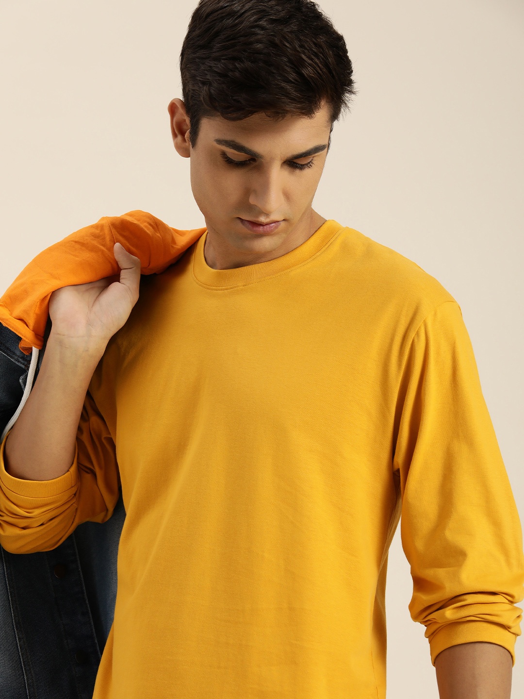 

Difference of Opinion Men Mustard Yellow Cotton Drop-Shoulder Sleeves Oversized T-shirt