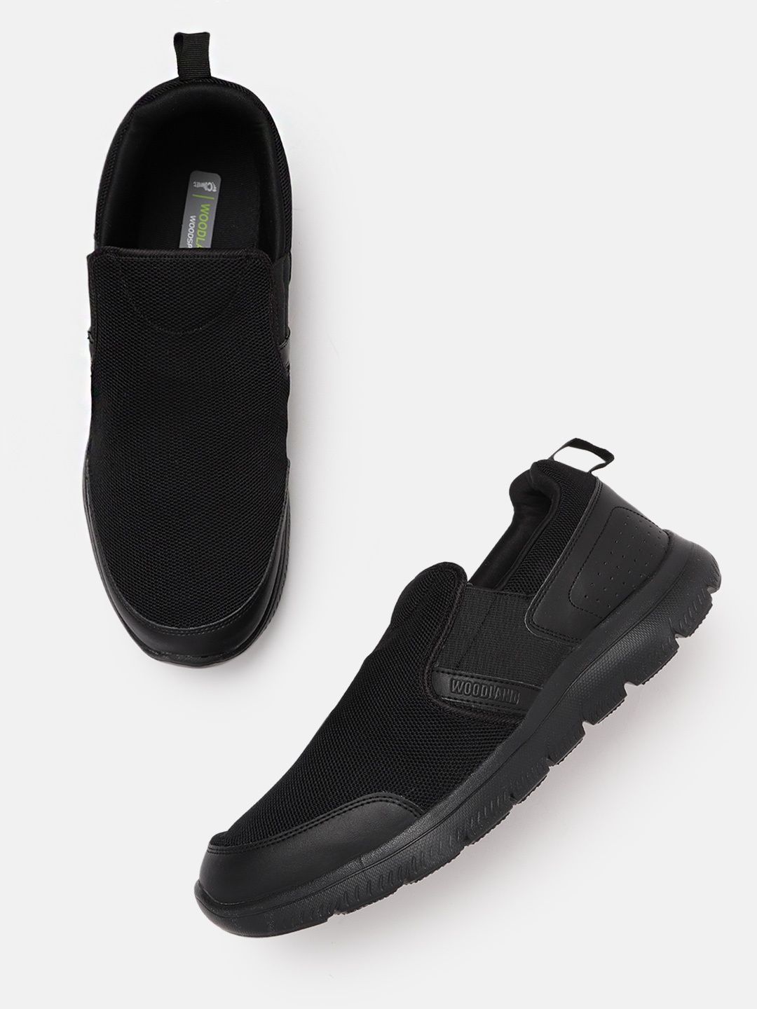 

Woodland Men Black Woven Design Slip-On Sneakers
