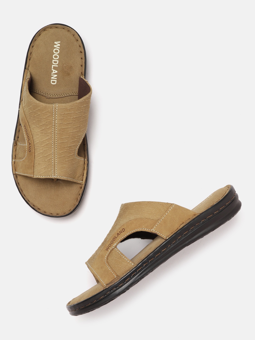 

Woodland Men Camel Brown Solid Leather Comfort Sandals