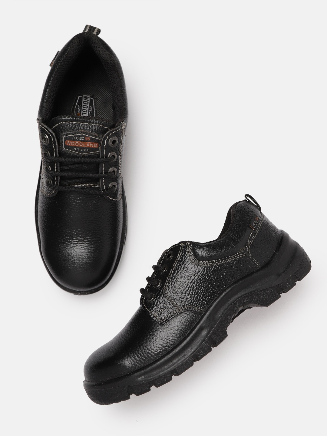 

Woodland Men Black Solid Leather Sneakers