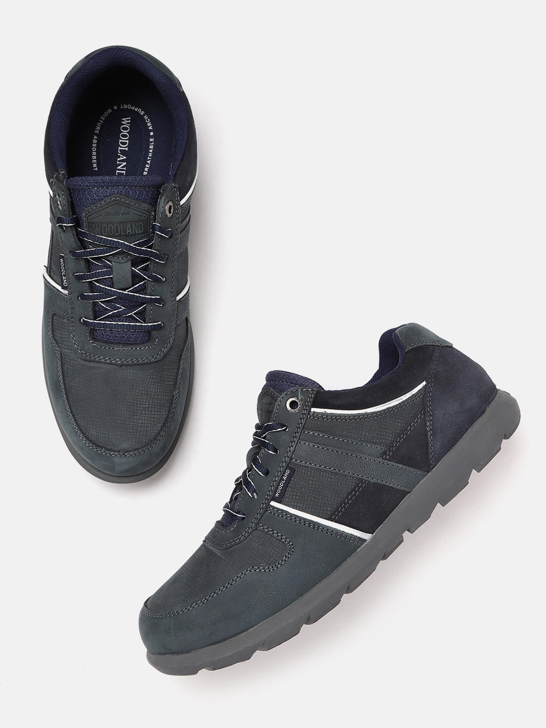 

Woodland Men Navy Blue Solid Leather Sneakers