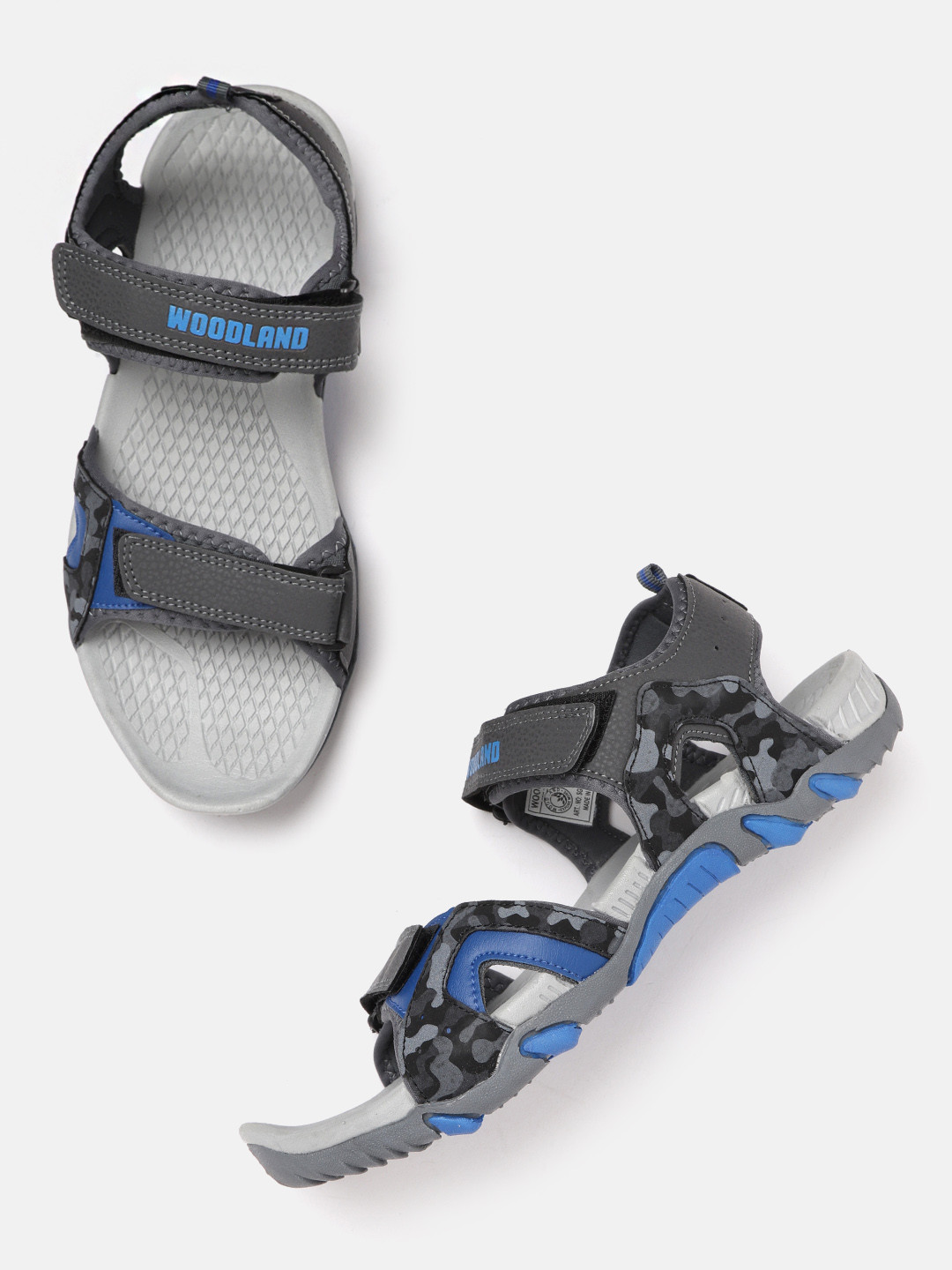 

Woodland Men Grey & Blue Solid Sports Sandals