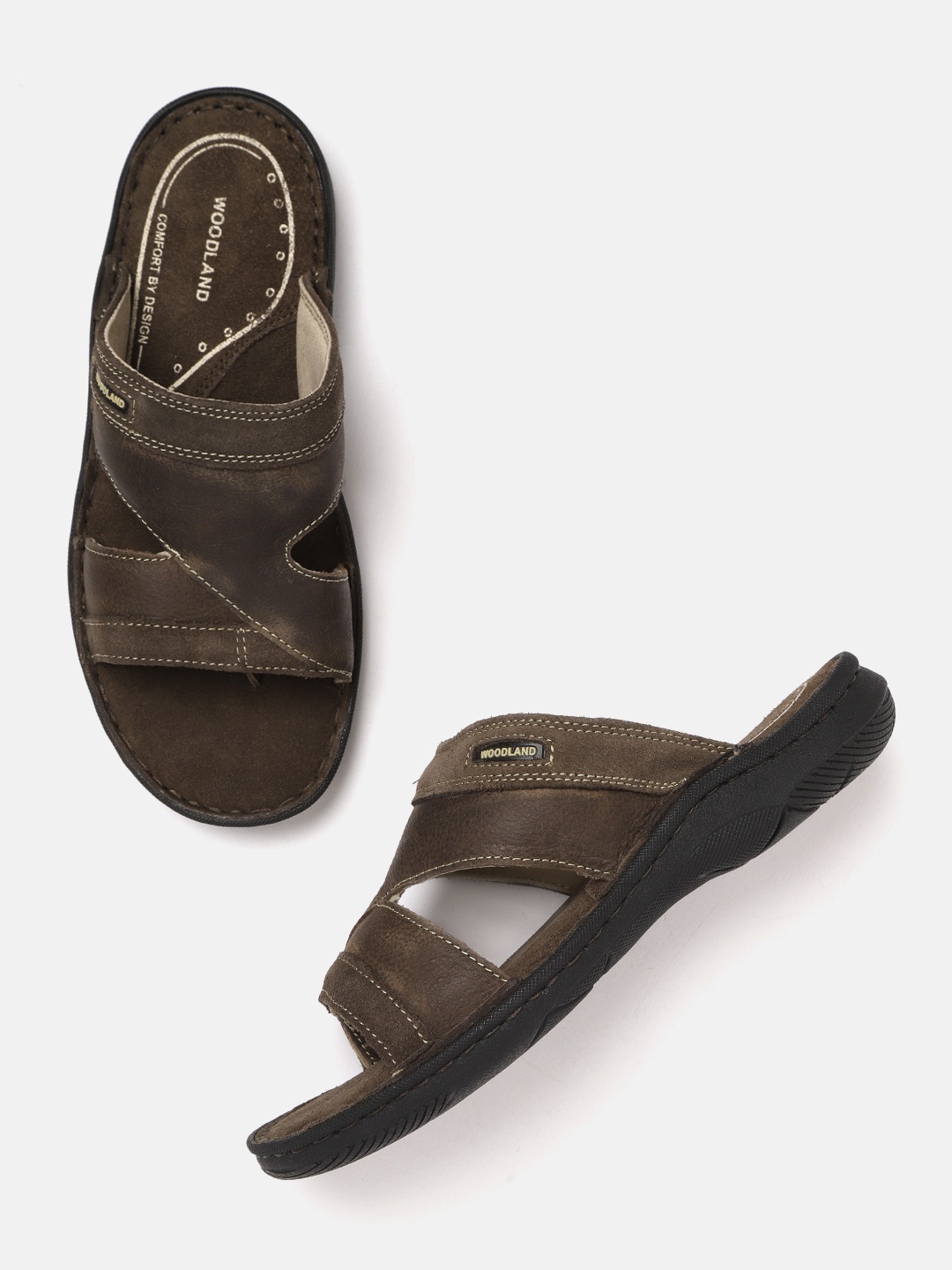 

Woodland Men Brown Solid Leather Comfort Sandals