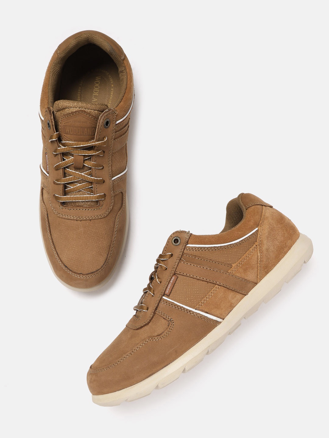 

Woodland Men Camel Brown Solid Leather Sneakers