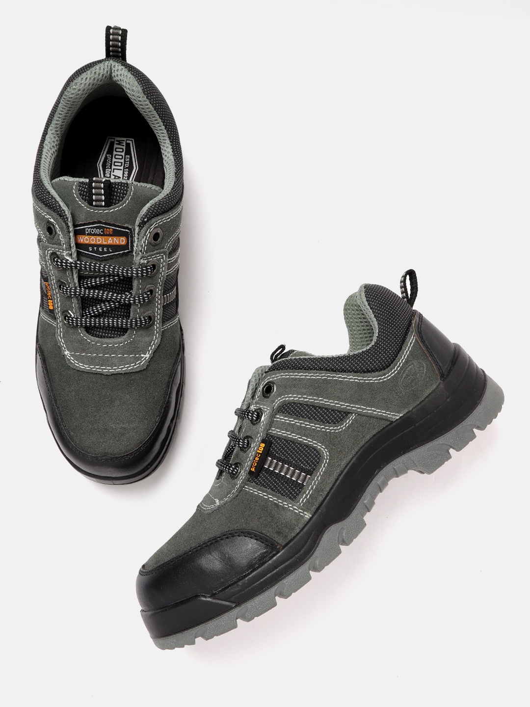 

Woodland Men Grey & Black Colourblocked Leather Sneakers