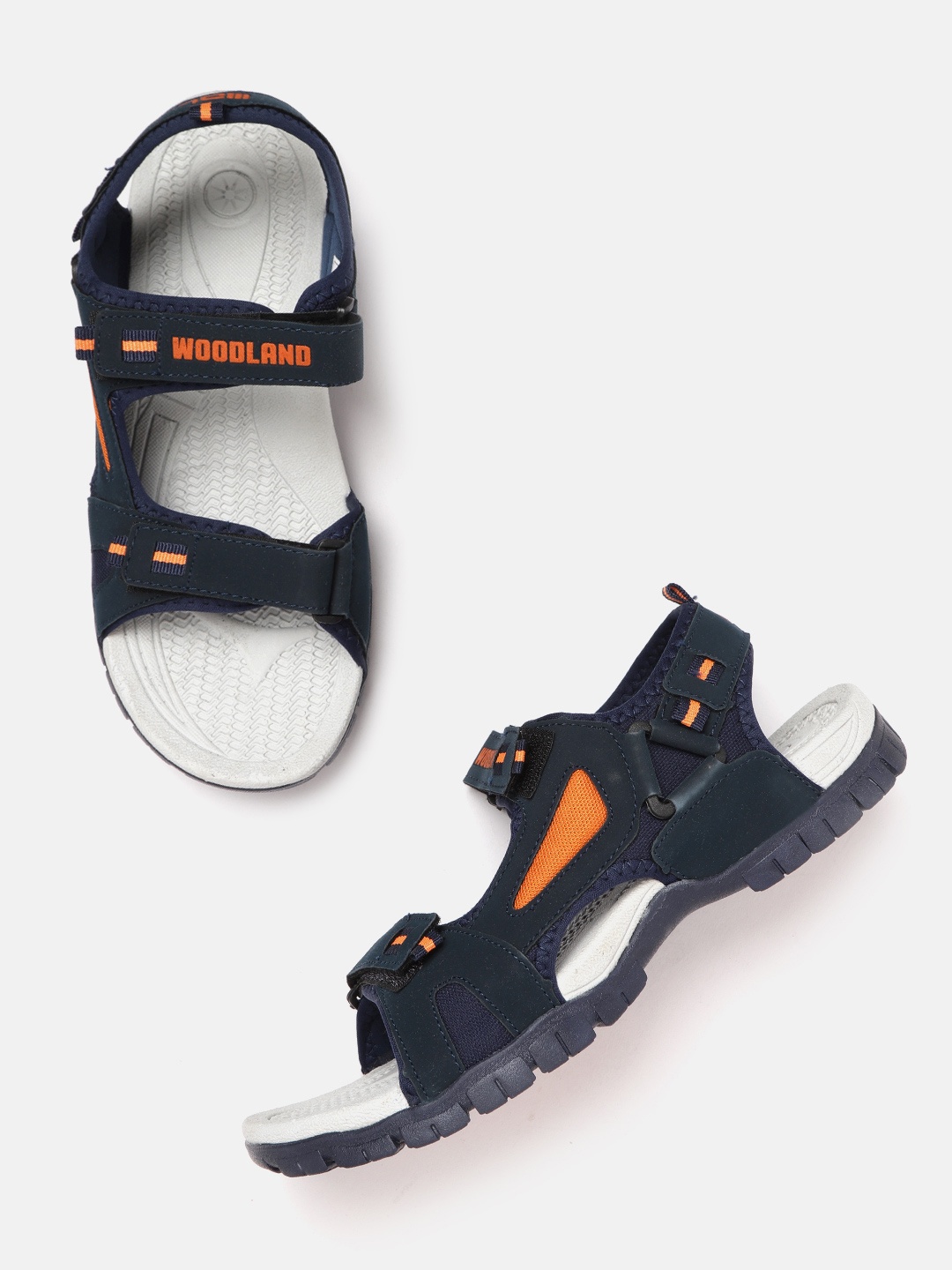 

Woodland Men Navy Blue & Orange Solid Comfort Sandals