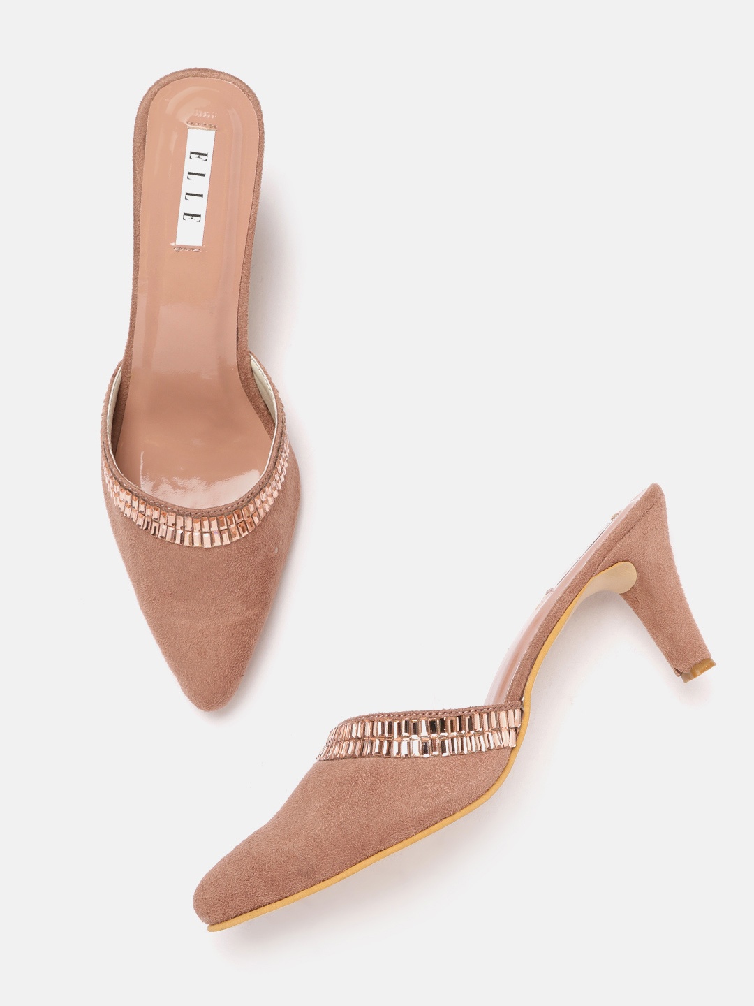 

ELLE Women Dusty Pink Stone Embellished Mules, Rose