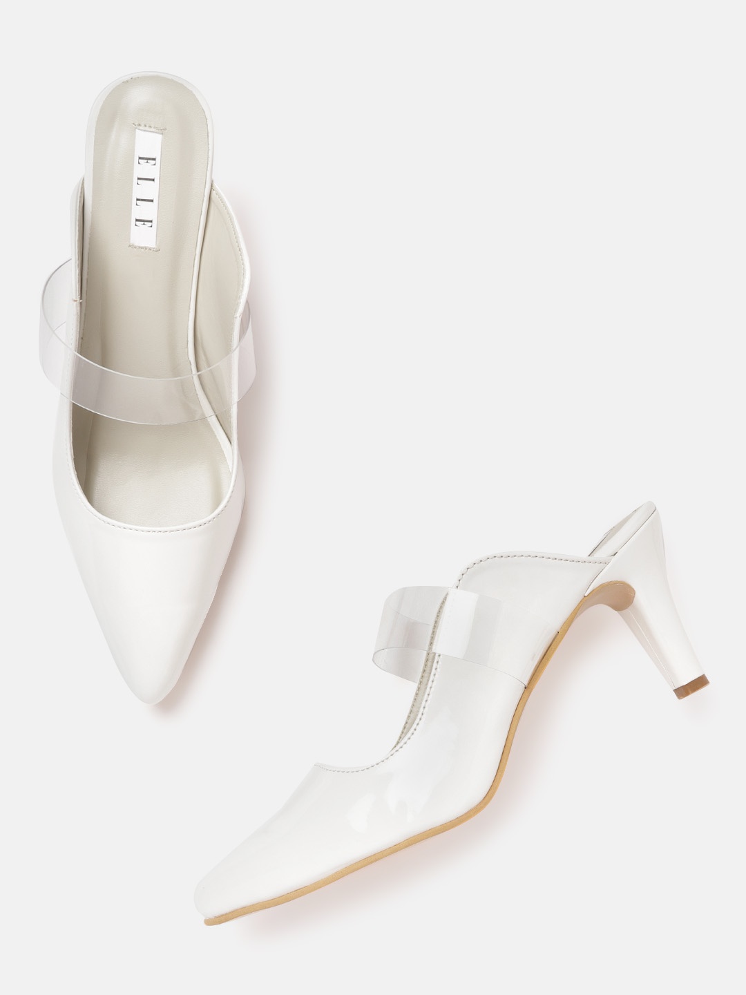 

ELLE White & Transparent Solid Mules