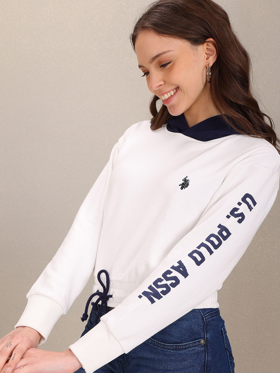 

U S Polo Assn Women Women White Hooded Sweatshirt