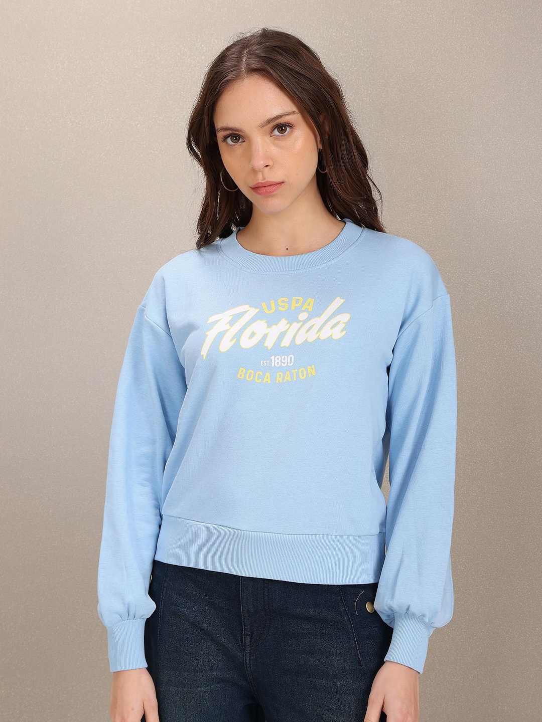 

U S Polo Assn Women Blue Printed Sweatshirt