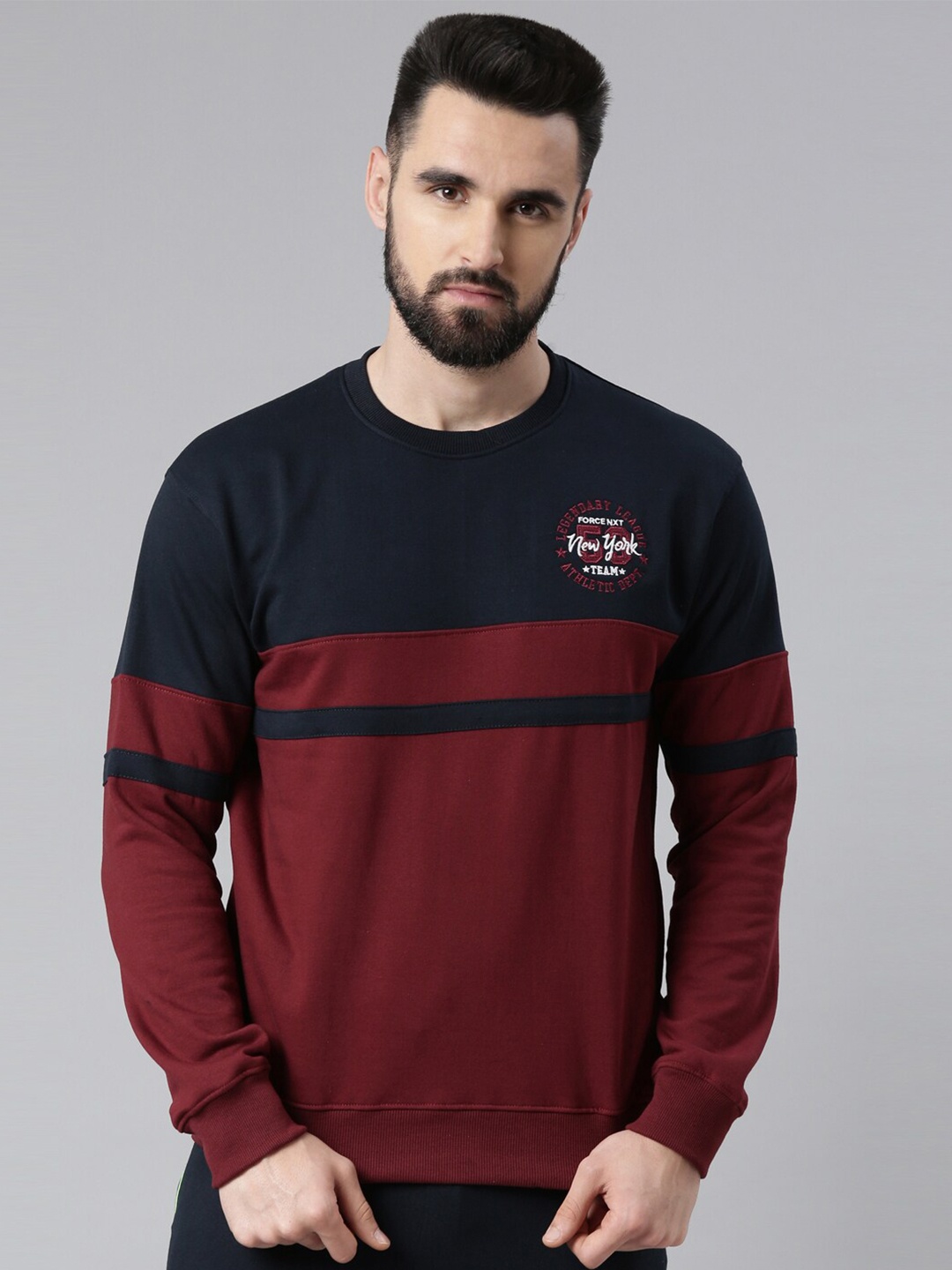 

Force NXT Men Maroon Colourblocked Sweatshirt