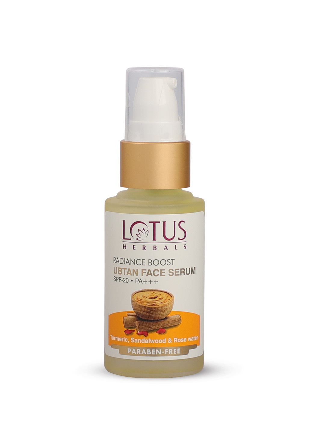 

Lotus Herbals Radiance Boost SPF 20 Ubtan Face Serum with Turmeric & Sandalwood - 30 ml, White