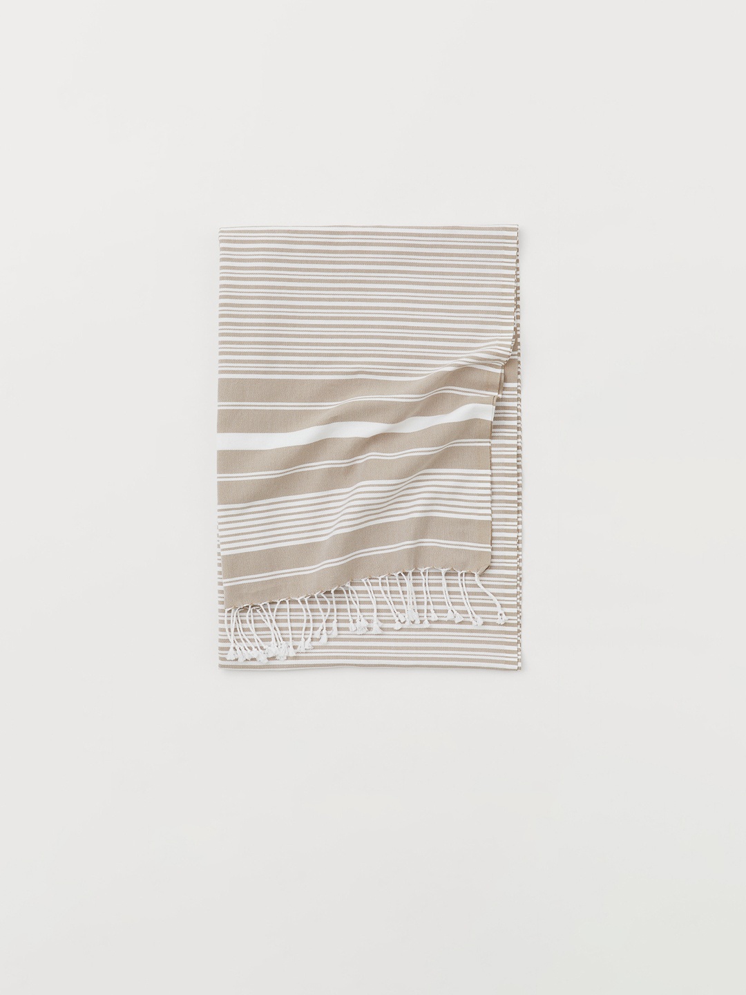

H&M Striped Pure-Cotton Bath Towel, Beige