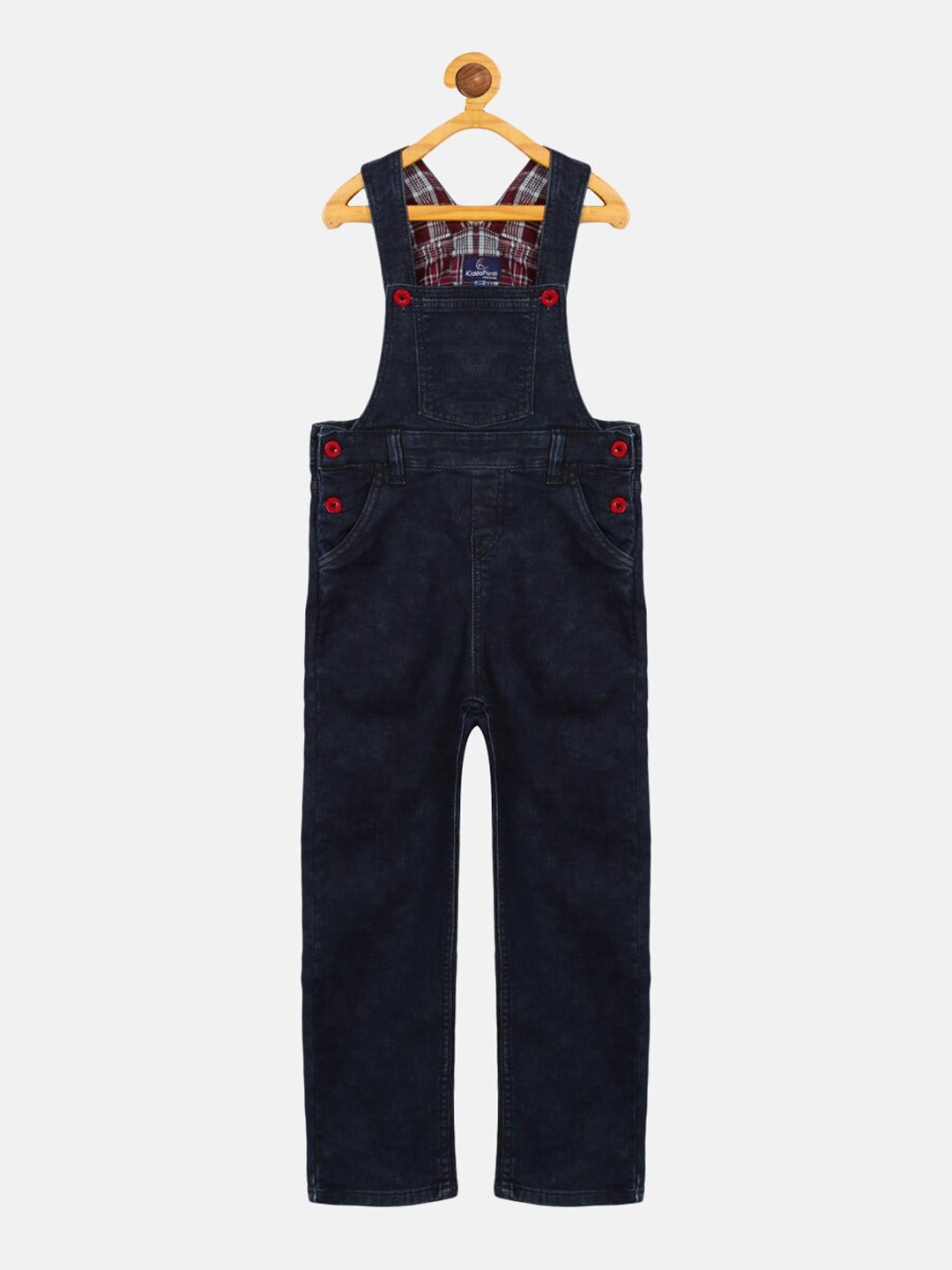 

KiddoPanti Boys Blue Solid Denim Dungarees