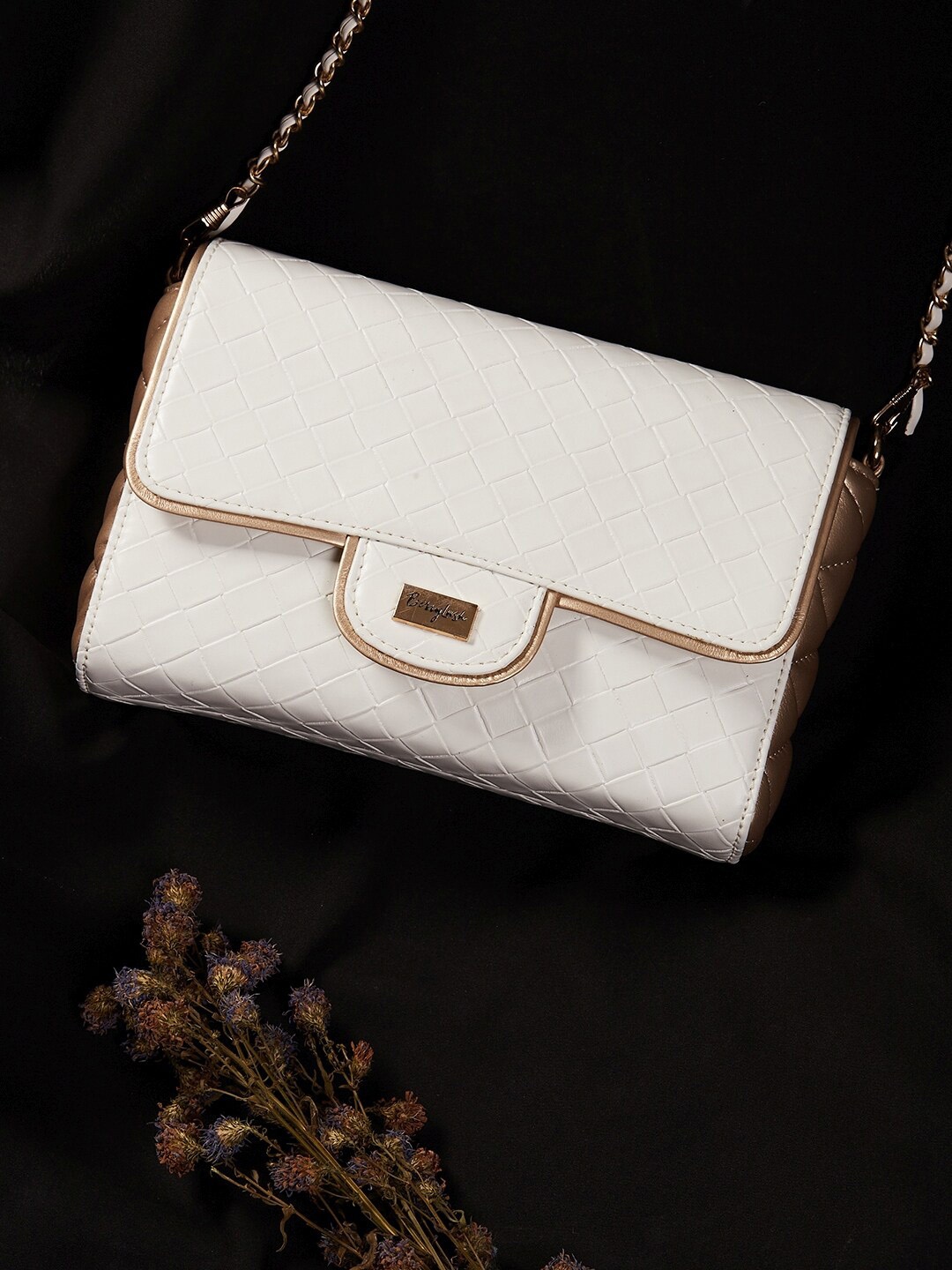 

Berrylush White Textured Structured Sling Bag