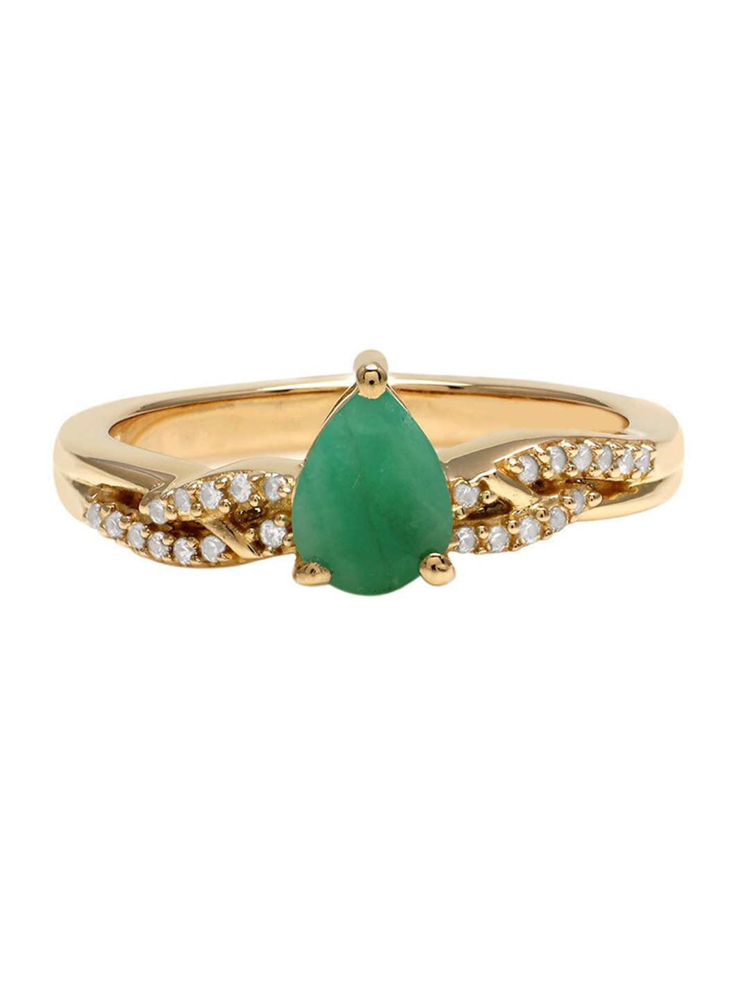 

LA SOULA Gold-Plated & Green Gemstone Studded Finger Ring