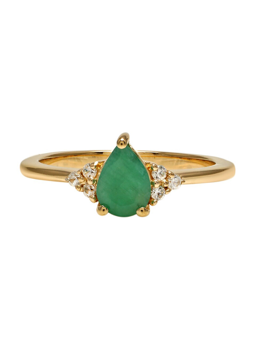 

LA SOULA Women 925 Sterling Silver Gold-Plated & Green Emerald Ring