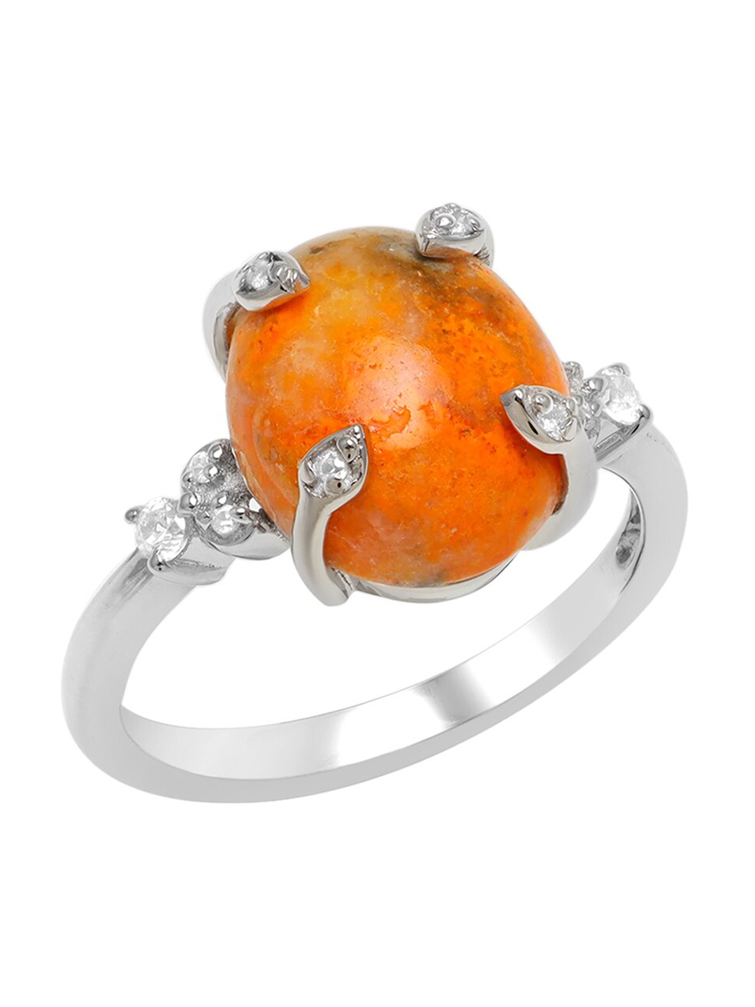 

LA SOULA Women Rhodium-Plated Yellow Bumble Bee Finger Ring