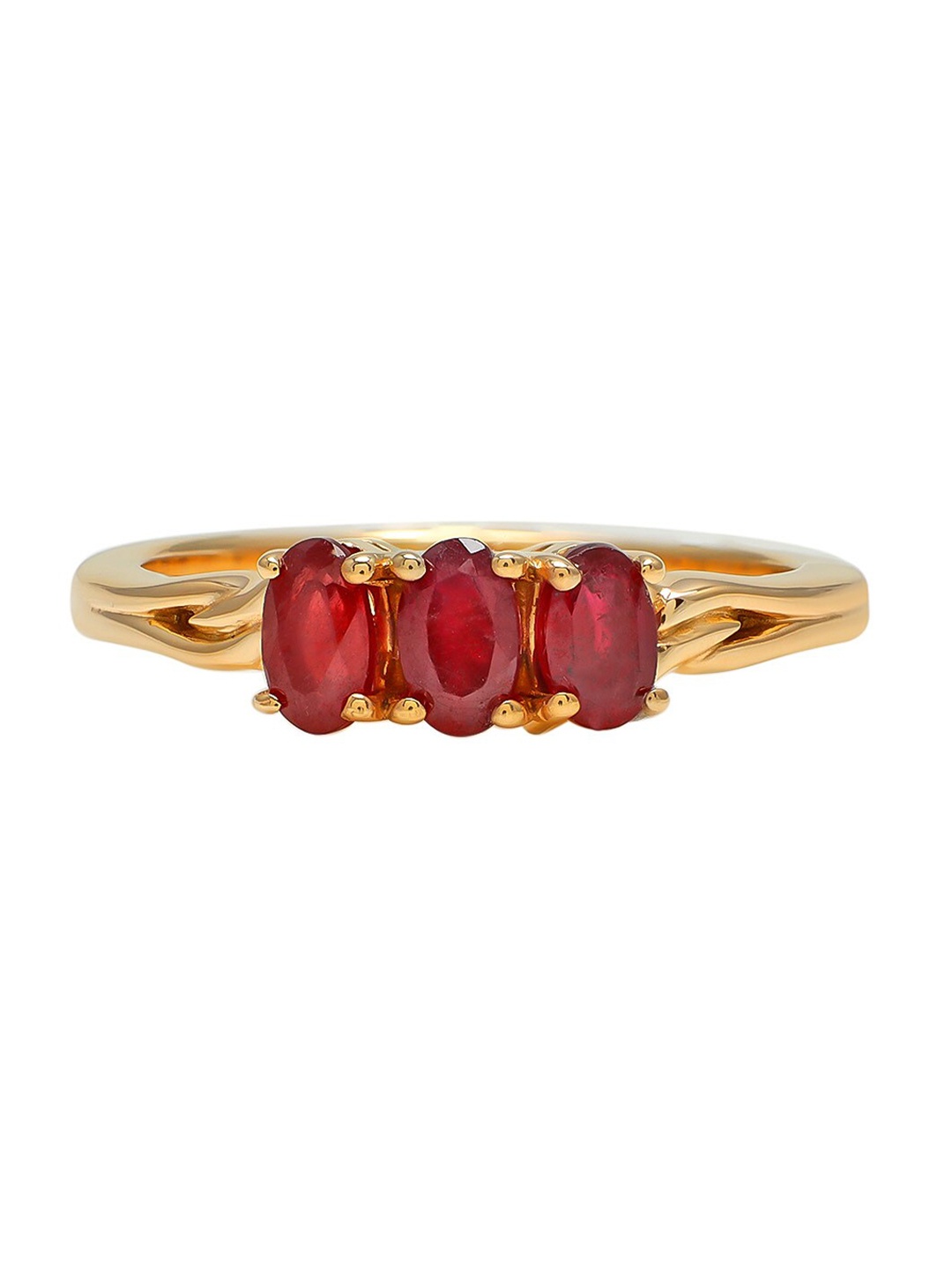 

LA SOULA Gold-Plated Red Ruby-Studded Finger Ring