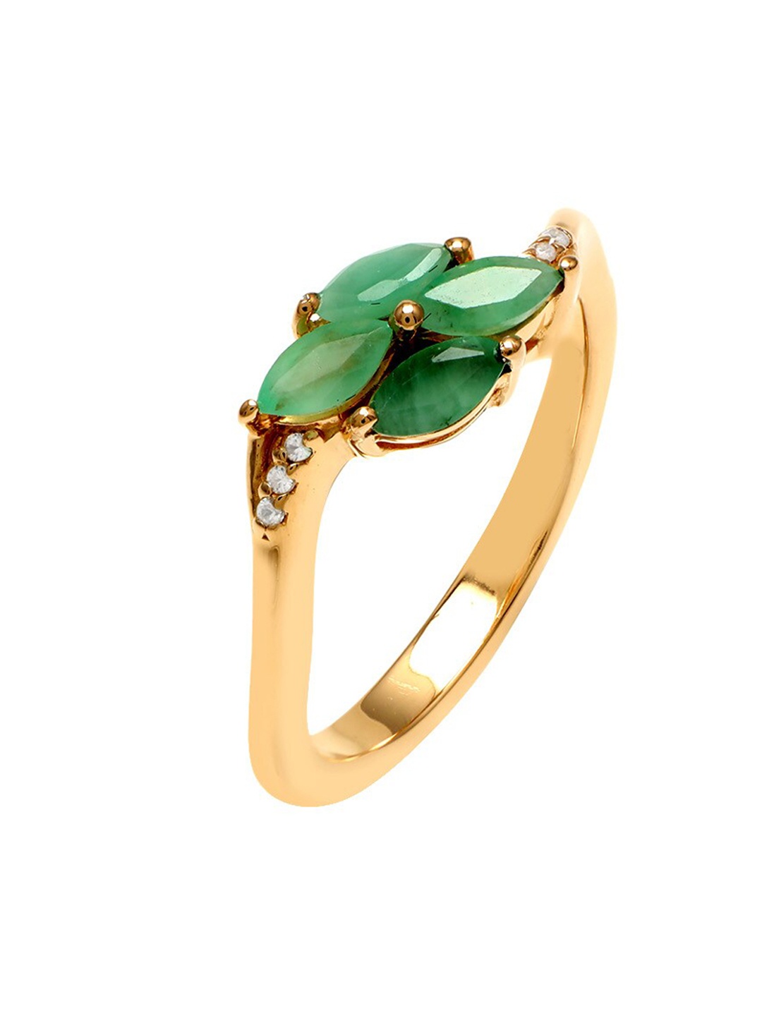 

LA SOULA Gold-Plated & Green Gemstones Studded Finger Ring