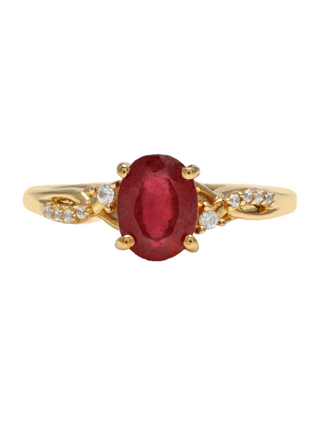 

LA SOULA 925 Sterling Silver Gold-Plated Red Ruby Studded Finger Ring