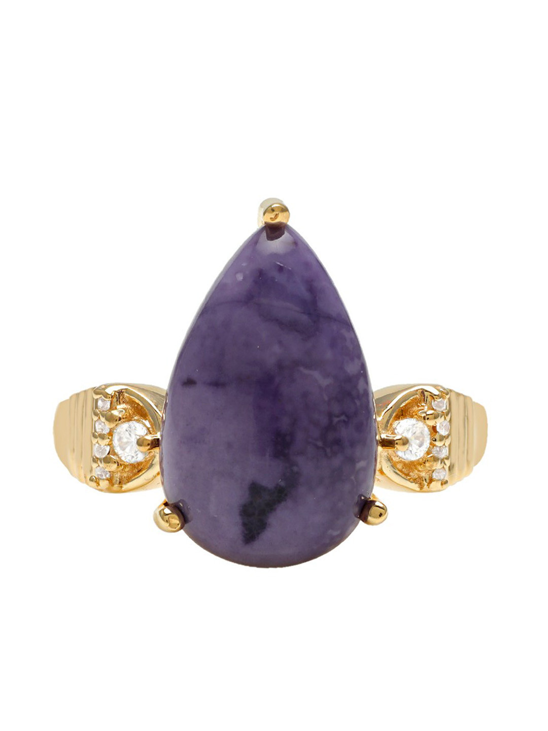 

LA SOULA 92.5 Sterling Sliver Gold-plated & Blue Stone-Studded Finger Ring