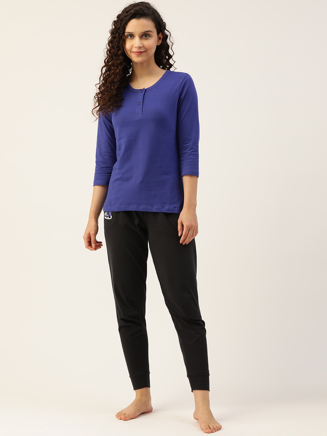 

Clovia Women Blue Pure Cotton Night suit