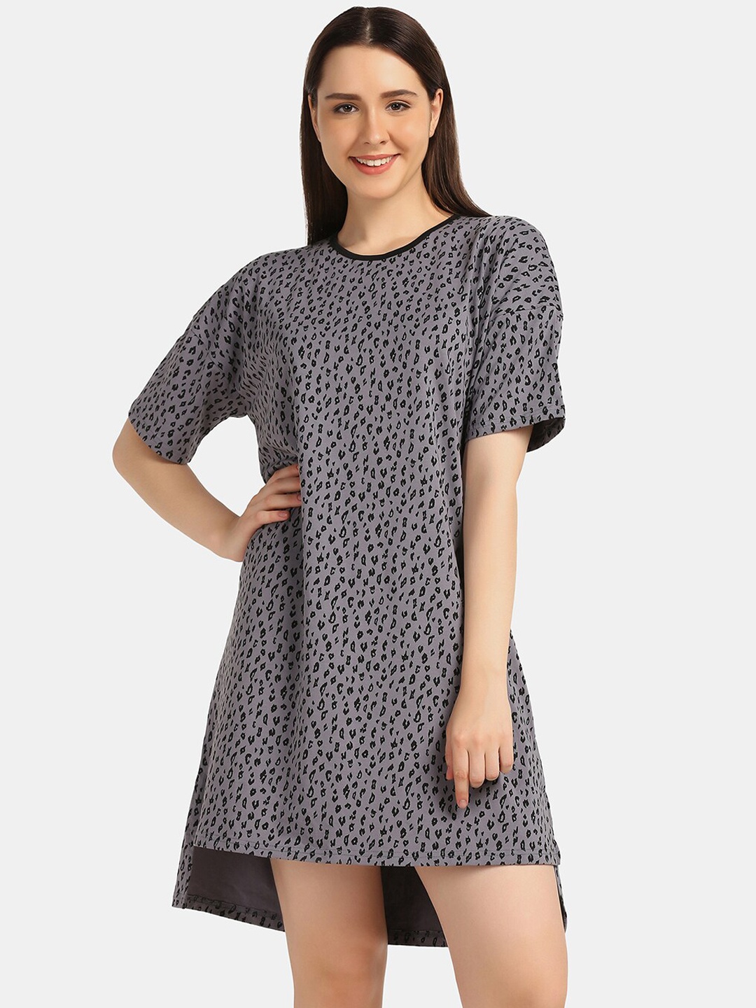 

Da Intimo Woman Animal Printed Boxy Fit Lounge T-shirt, Grey