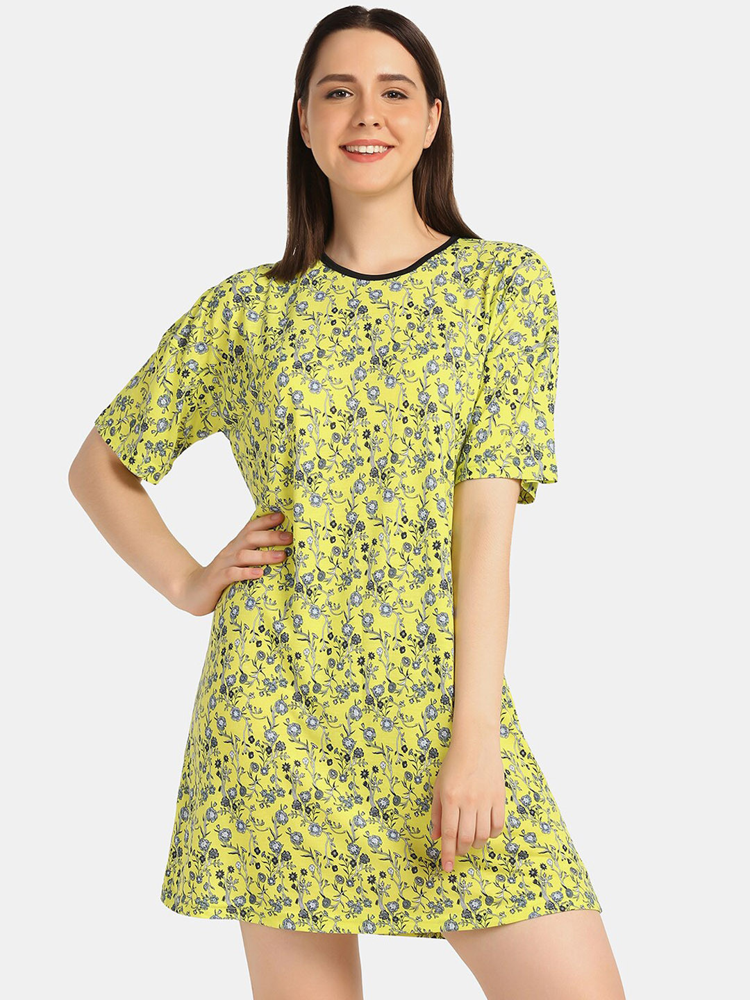 

Da Intimo Woman Printed Cotton Boxy Fit Lounge T-shirt, Green