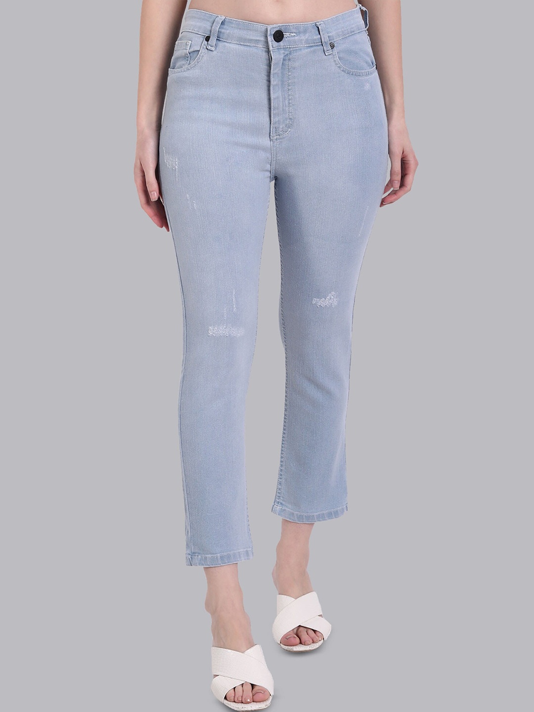 

Lorem Ginzo Women Blue Straight Fit Low Distress Stretchable Jeans