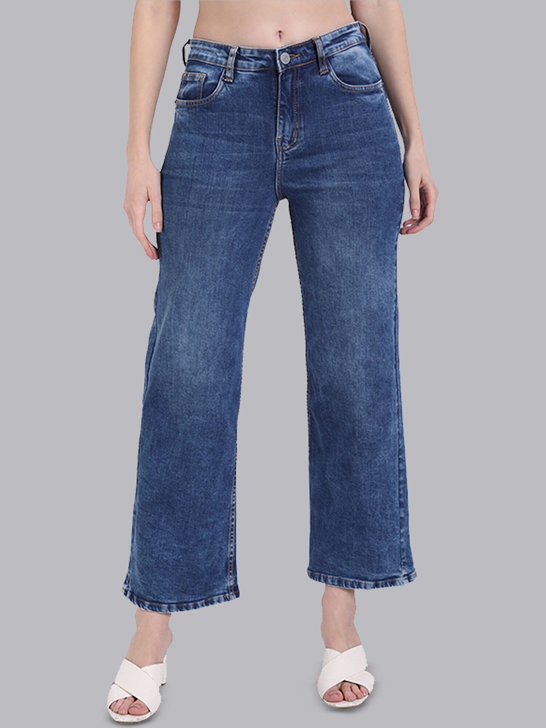 

Lorem Ginzo Women Blue Wide Leg Light Fade Stretchable Jeans