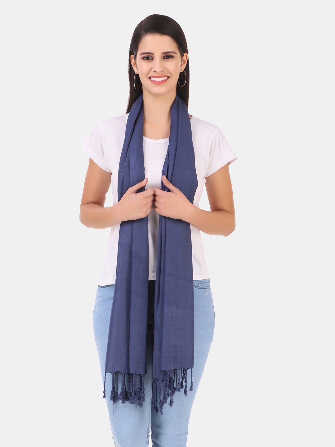 

FWC FILL WITH COLOURS Women Blue Woven Design Stole