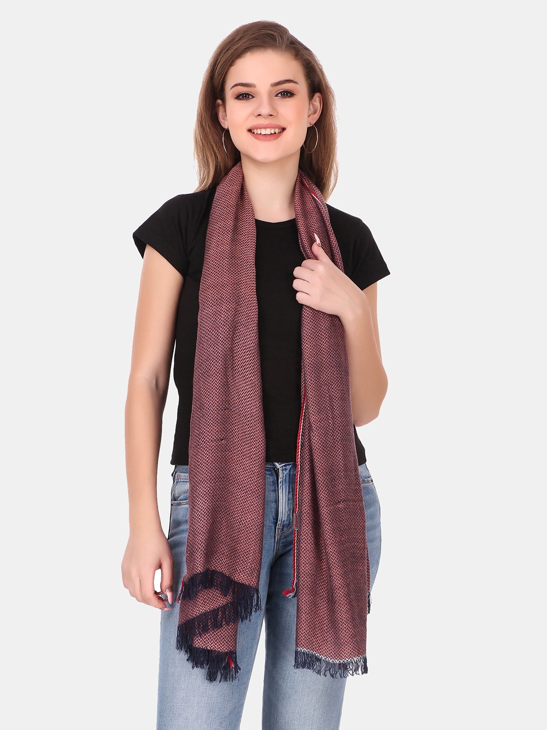 

FWC FILL WITH COLOURS Women Brown Woven Design Stole