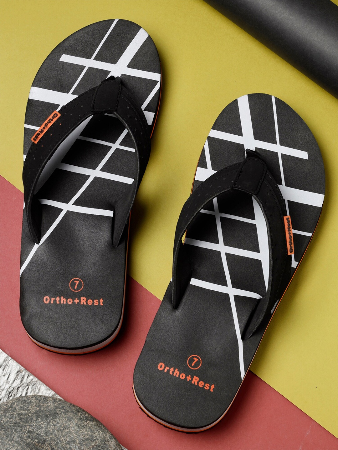 

Ortho Rest Men Black And White Thong Flip-Flops